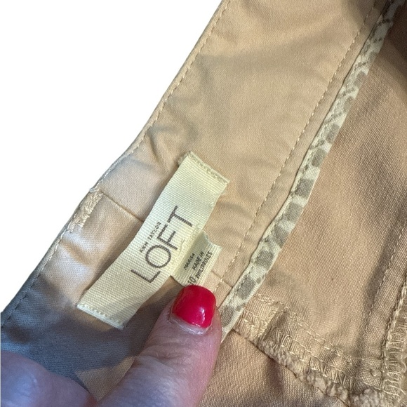 LOFT Light Beige/Pink Cropped Pants with Zipper Ankles - Picture 4 of 5